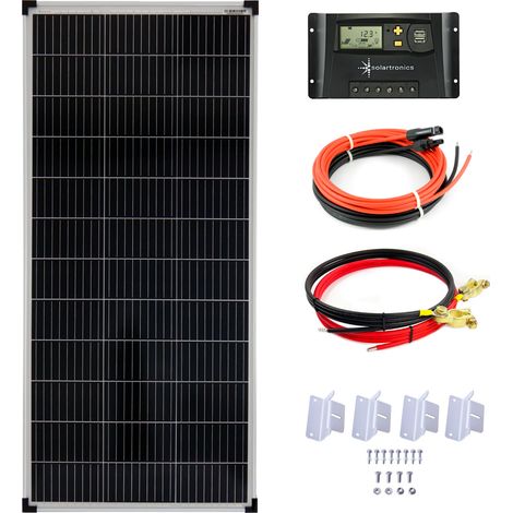 100 Watt 12V Solar Set 20A Laderegler gelb Montagewinkel Solaranlage Inselanlage Solarmodul 1200mm (1/5)