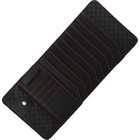 Porte-CD pare-soleil auto multifonction cuir PU noir - sac stockage disques et cartes (1/5)