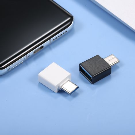 Adaptateur OTG Type-C vers USB2.0 Portable Mini Taille Plug and Play Large Compatibilité Blanc (1/5)