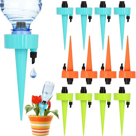 Piquets d'arrosage automatique pour plantes, réglable en débit, lot de 12 (sans couleur spécifiée) (1/5)