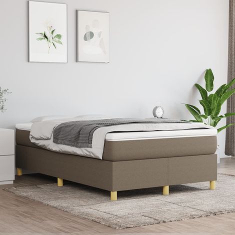 Sommier à lattes de lit avec matelas Taupe 120x200 cm Tissu (1/5)