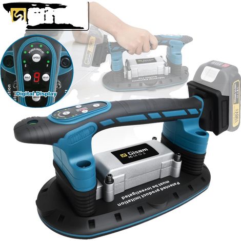 Outil d'installation de carreaux, capacité d'adsorption de 500 kg, fréquence de vibration de 100-24000 RPM, ventouse de 28 x 15 cm, 9 réglages de vitesse, compatible avec les broches de batterie 18V (1/5)