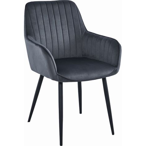 Sedia Solden - velluto grigio scuro / gambe nere x 1 (1/5)