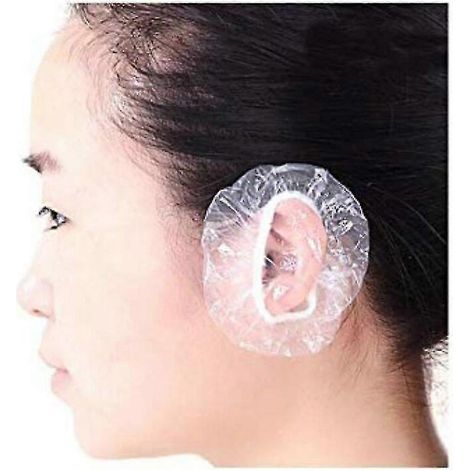 100 protège-oreilles jetables, imperméables et transparents en plastique (1/2)