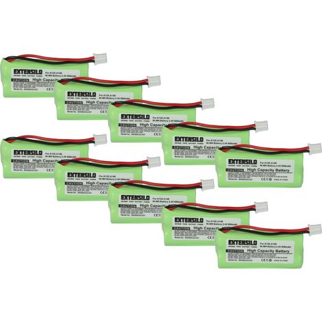 EXTENSILO 10x Akku kompatibel mit Siemens Gigaset A140, A140 TRIO, A12, A140 DUO, A14, A120 schnurlos Festnetz Telefon (850 mAh, 2,4 V, NiMH)