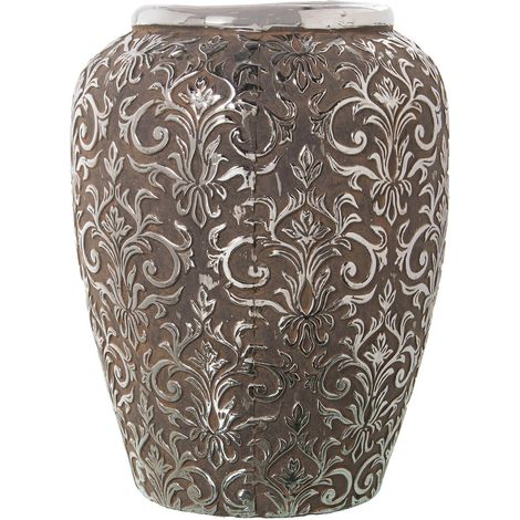 Vase chic en céramique argentée pour décoration élégante - Argent vieilli (1/2)