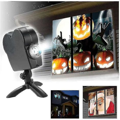 Christmas Holographic Projector for Halloween, Window Projector, Led Holographic Projection Lamp, 12 films