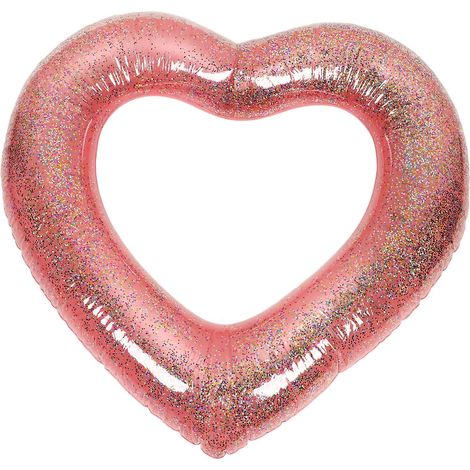 Bouée gonflable en forme de cœur avec paillettes, 90 cm (35,4 pouces), pour adultes et enfants.-AquaForge (1/5)