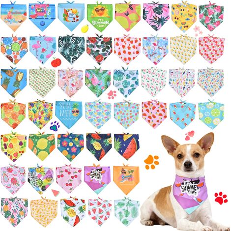 Set mit 20 Haustier-Lätzchen mit sommerlichen Fruchtmotiven, verstellbare Halstücher zum Binden, waschbare Anti-Sabber-Lätzchen, geeignet für kleine und mittelgroße Hunde und Katzen, verschiedene Must (1/5)