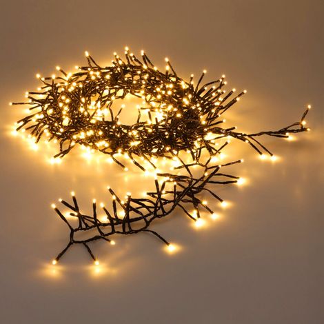 Büschel Lichterkette für Außen warm weiß 2,4 m mit Timer und Netzstecker - 192 LED - Outdoor  Weihnachtslichterkette mit 8 Funktionen
