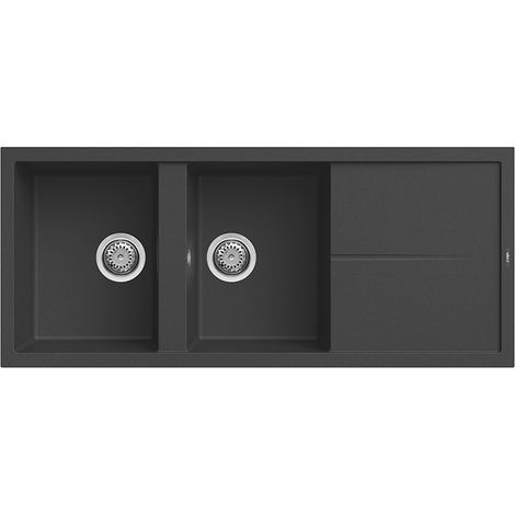 Lavello Elleci Incasso 2 vasche 116x50 Unico 500 Granitek Nero LGU50040