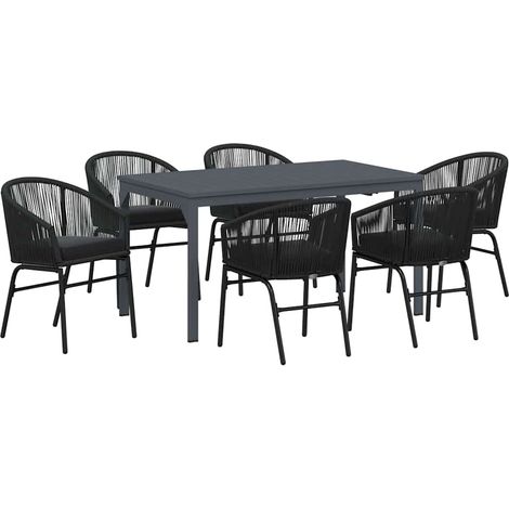 Maison Exclusive - Conjunto de Comedor de Jardín 7 pcs Negro ratá