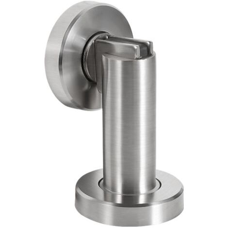 Tope de puerta magnético con apariencia de Edelstahl - Tope de puerta con herrajes für Montage an suelo y Wand - Bloque de puerta magnético - Ø 5 cm, Höhe 8 cm (1/4)