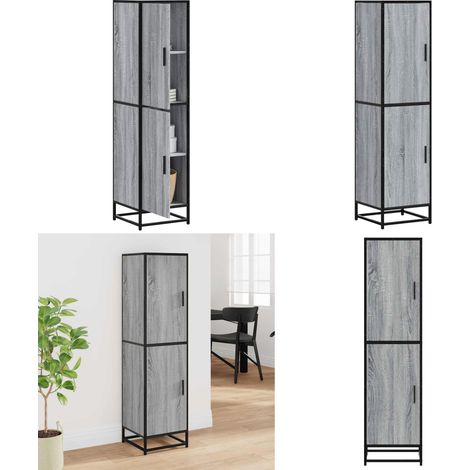 Aparador alto madera ingeniería metal gris sonoma 35,5x35x13 cm - Almacenamiento - Madera de ingeniería