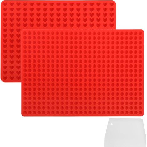 2 Pieces Candy Mould, 468 Cavity Half Sphere Mould and 255 Cavity Heart Mould, Non-Stick Candy Mold, Silicone Baking Mat with Scraper, for Dog Treats Chocolate (1/5)