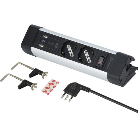 MULTIPRESA DA SCRIVANIA colore nero/argento - ELECTRALINE