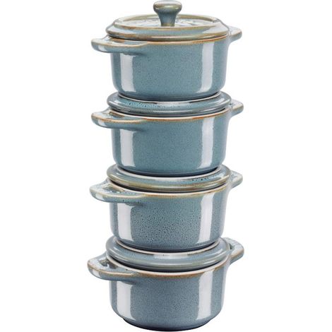 Conjunto de 4 Mini Cocottes Restaurant-week turquesa antiguo (1/5)