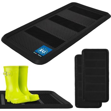 2 Pièces Bac D'Égouttement pour Chaussures - Gomme - 80 x 40 cm - Noir - Plateau Égouttoir à Bord Surélevé - Égouttoir Chaussures - Etanche Protection Sol-NANOTEH (1/5)