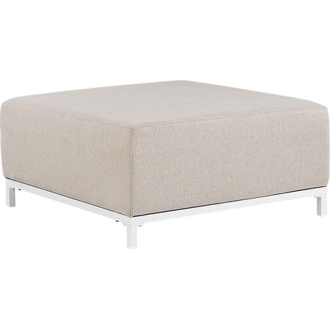Otomana de poliéster beige arena blanco 83 x 83 cm reposapiés patas metal Rovigo
