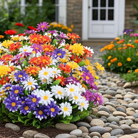 bouquets de marguerites artificielles résistantes aux UV plantes décorations florales en adaptées à la cour au bureau Plastique (1/5)
