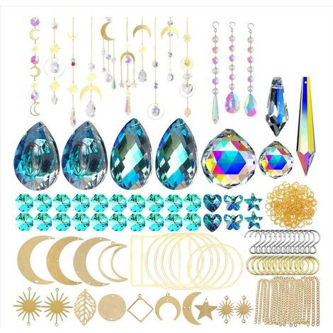 Kit de 370 pièces de cristaux pour lustre suspendu, cristaux et prismes arc-en-ciel (1/4)