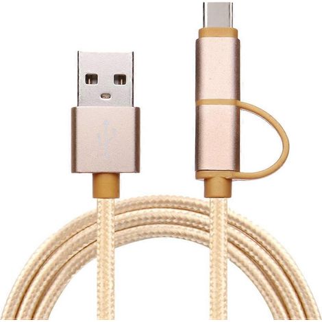 Câble de données multifonction 2 en 1 de type C pour Android (doré)-M-Golden