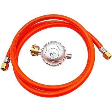 sjqka – Tuyau de gaz 150 cm – Kit réducteur de pression 30 mbar – Compatible GPL, propane, butane – Raccords à vis gauche en laiton (1/5)