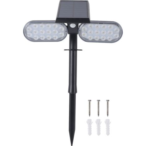 Lampe Murale Solaire Capteur de Mouvement 2 Têtes IP65 Étanche Haute Luminosité LED pour Jardins Terrasses Allées-KZQ (1/5)