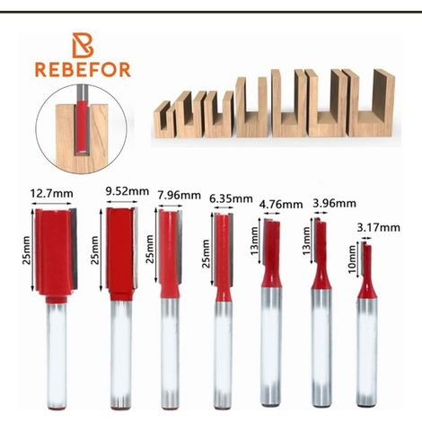 Set mit 7 Fräsern, 6,35 mm Schaft, hochfester legierter Kohlenstoffstahl, robustes Holzbearbeitungswerkzeug für Oberfräsen. (1/5)