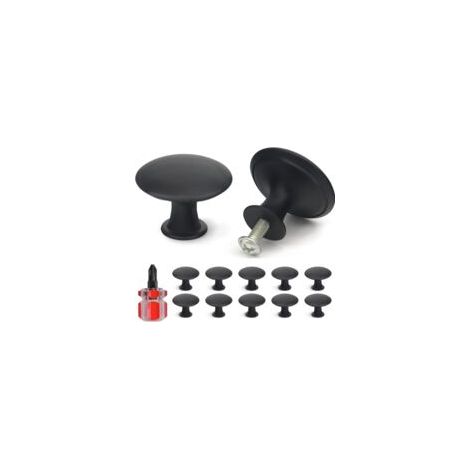 Set di 12 pomelli per mobili - 30 mm - Moderni e vintage - Con viti - Per cassetti, armadi, mobili, pensili da cucina, guardaroba - Neri - Crezuo