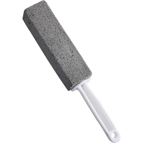 Pierre ponce naturelle nettoyante WC avec manche, brosse de nettoyage salle de bain grise (1/5)