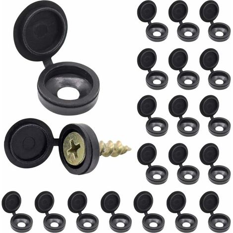 Couvercle à Vis, 100 Bouchons à Vis en Plastique Blanc / Noir, Couvercle de Protection à Vis pour la Maison, les Meubles, Cache Vis pour les Murs, les Armoires, la Vis de Fixation de Garde-robe (Noir) (1/5)