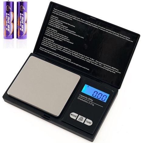 Bilancia elettronica di precisione per gioielli, 200 g, precisione 0,01 g, bilancia tascabile
