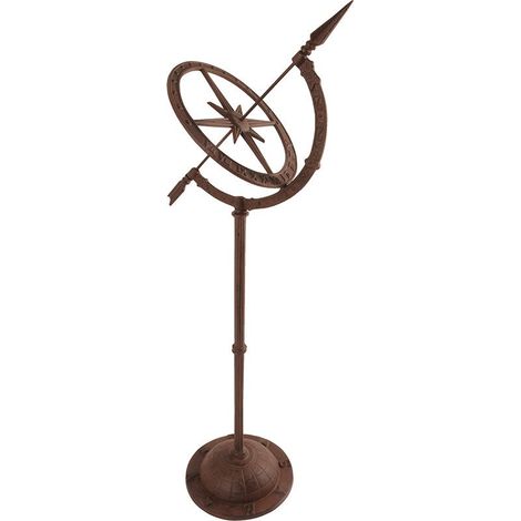 Reloj de sol de hierro fundido, 93 cm de altura.