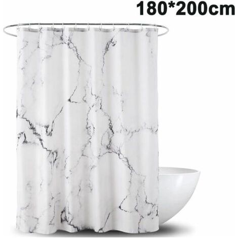 Rideau de douche en marbre, anti-moisissure, antibactérien, imperméable en polyester avec 12 anneaux de rideau de douche Impression numérique 3D, rideaux de douche pour baignoire et douche dans la sal (1/4)