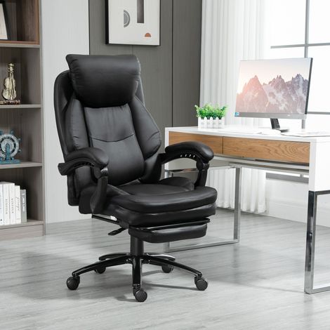 Silla de Oficina Ergonómica Silla de Escritorio Ajustable en Altura con Respaldo Inclinable hasta 130° Función Basculante y Resposapiés Retráctil Acero 65,5x79x112-118 cm Negro (1/5)