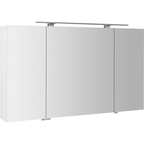 Sapho Riwa - Mobiletto a specchio con illuminazione LED, 121x70x17 cm, 3 ante, bianco lucido RIW120-0030 (1/5)