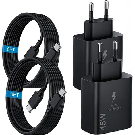 Caricabatterie USB-C da 45 W, confezione da 2 caricabatterie a ricarica rapida con cavo da 2 m per Samsung (1/5)
