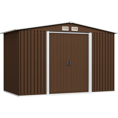 Casetta da giardino casetta per capanni casetta per riporre gli attrezzi casetta per esterni robusta 257 x 205 x 178 cm acciaio marrone 020022387