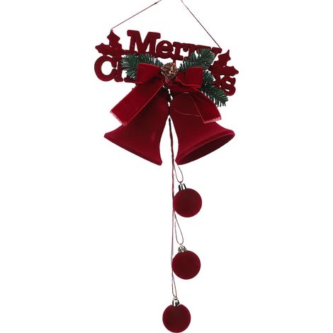 Eosnow Weihnachtsornament mit Kugelanhänger, beflockte hängende Baumdekoration für selbstgemachte Fensterkränze im Innen- und Außenbereich, rote Buchstabentafel