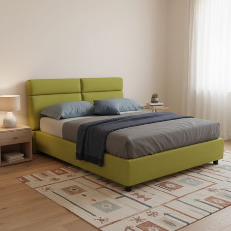 Cama Doble Asica: Cama Doble con Colchón Incluido, Desenfundable, Hecho en Italia, con Almacenamiento, Verde (1/5)