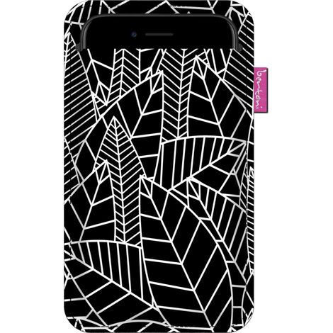 Étui pour smartphone, motif laurier - feutrine écologique, 105 x 175 mm, anthracite, impression résistante, protection du téléphone, lavable à 40 °C, Bertoni (1/4)