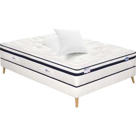 Ensemble INCOMPARABLE, matelas Hybride 140x190, ferme H27 + sommier + 2 oreillers (1/4)
