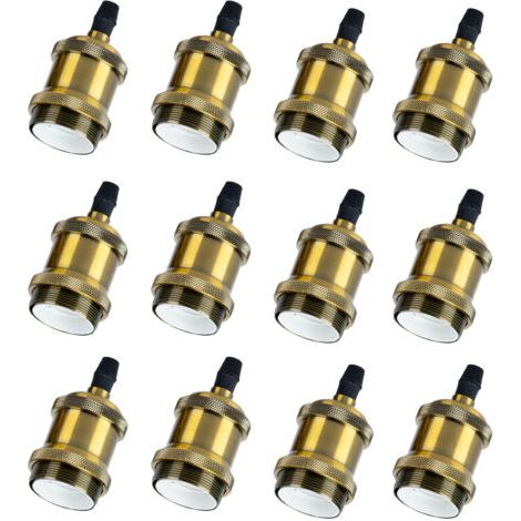 royaluxe- 12PCS E27 Pied De Lampe Simple Retroe Plafonnier Vintage Lampe Suspendue D'Intérieur Bronze
