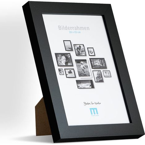 Cadre photo, 10 x 15 cm, noir, minimaliste et moderne, pour photos images, 1 pièce, avec une protection en verre acrylique, peut être utilisé comme support de table ou sur le mur, format portrait