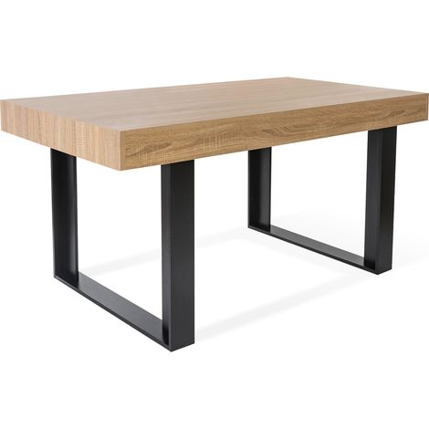 Table à manger IDMARKET PHOENIX - 6 personnes - Bois et noir - 160 cm