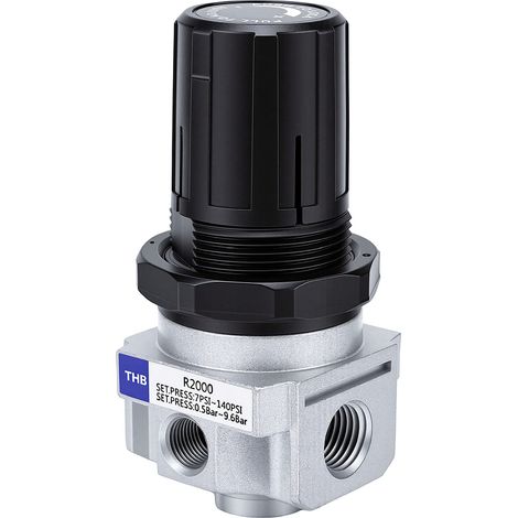 Luftdruckregler mit 4-Wege-Ventil, einstellbar von 0 bis 150 PSI, 1/4 Zoll NPT Ein- und Auslass, 1/8 Zoll Manometeranschluss. (1/5)