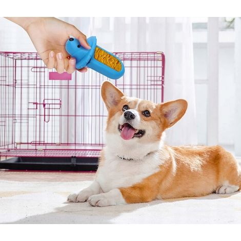 Alfombrilla dispensadora de comida para perros con accesorio para jaula, 7x14x9 cm.