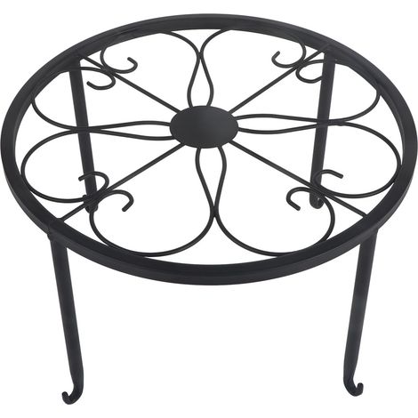 Support de Plante en Fer Simple Étagère Basse pour Pot de Fleurs 30x30x19cm Noir Salon Balcon (1/5)