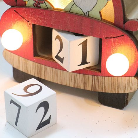 Beleuchteter, endlos drehbarer Holz-Adventskalender im Retro-Stil, Tisch- oder Schreibtischdekoration, 14,5 x 13 x 3,5 cm, unendlich drehbar, zeitlose Geschenkidee